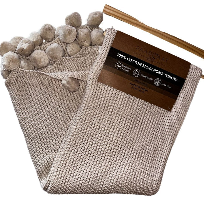 100% Cotton Throw in Cream - Classic neutral throw blanket
