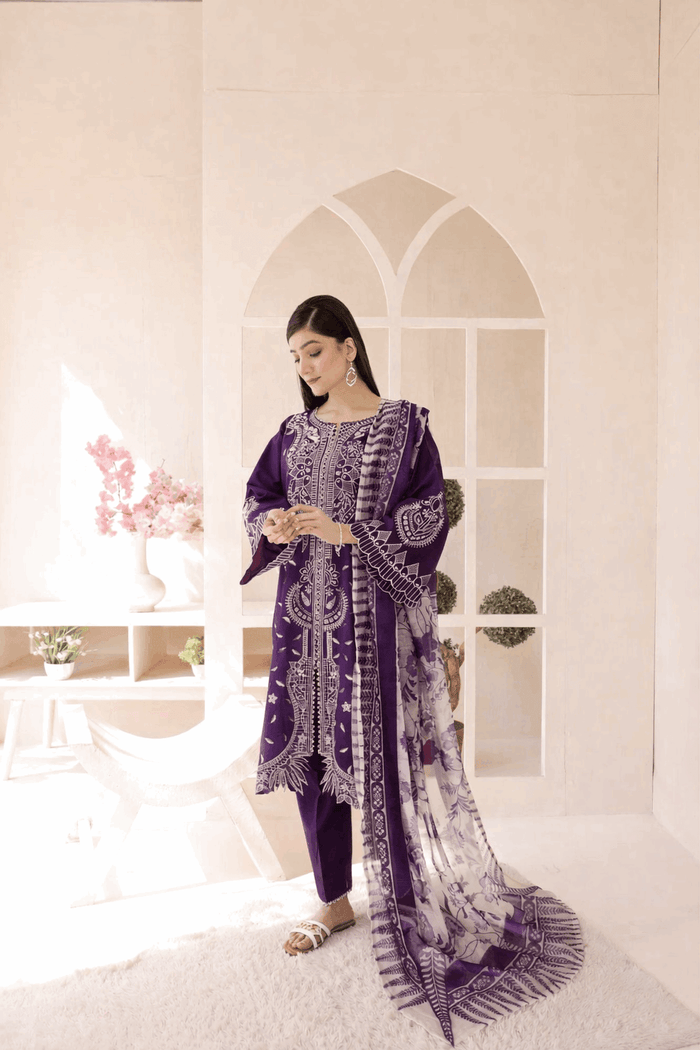 3 Piece – Embroidered Cotton Suit  36 - Nishat Creative Store