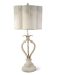 32.5" Grey & Cream Metal Lamp with Scalloped Metal Shade