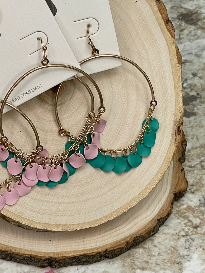 Jangle Hoop Earrings - Pink
