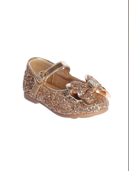 ADOABLE GLITTER FLATS WITH BOW ACCENT A BUCKLE CLOSURE