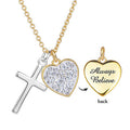 "Always Believe" Necklace - Silver Cross/Gold Heart