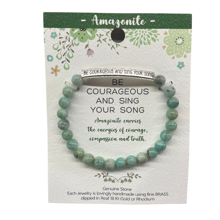 "Be Courageous" Gemstone Bar Bracelet