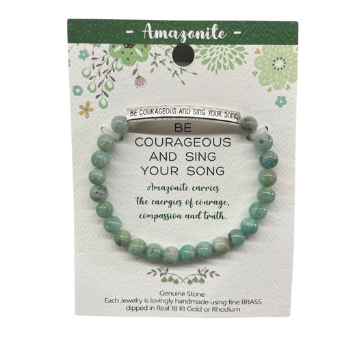 "Be Courageous" Gemstone Bar Bracelet