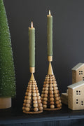Beaded Wood Taper Holder