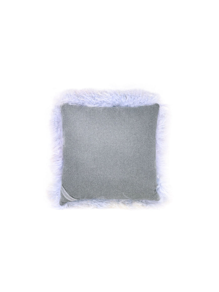 Blue Frosted Curly Shearling Pillow