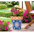 Blue & Orange Outdoor Pot