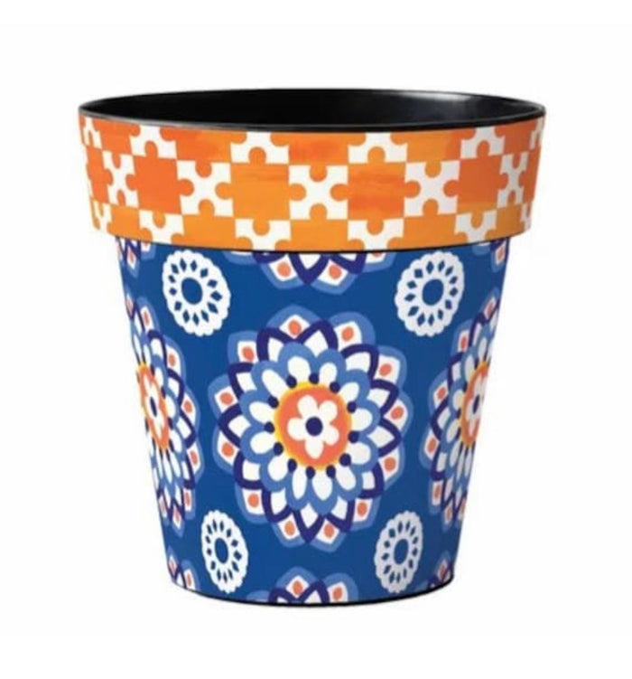 Blue & Orange Outdoor Pot
