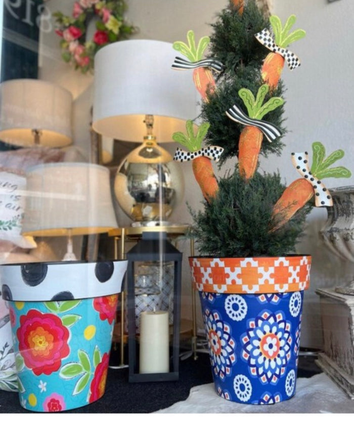Blue & Orange Outdoor Pot