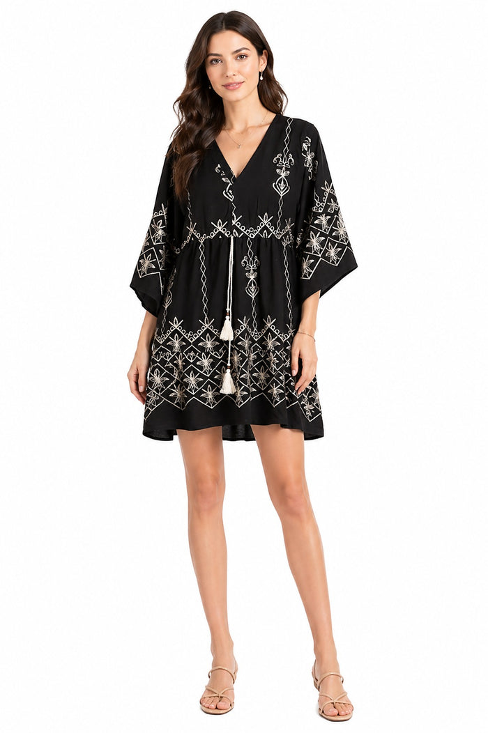 BOHO FLORAL PATTERN COVER-UP DRESS