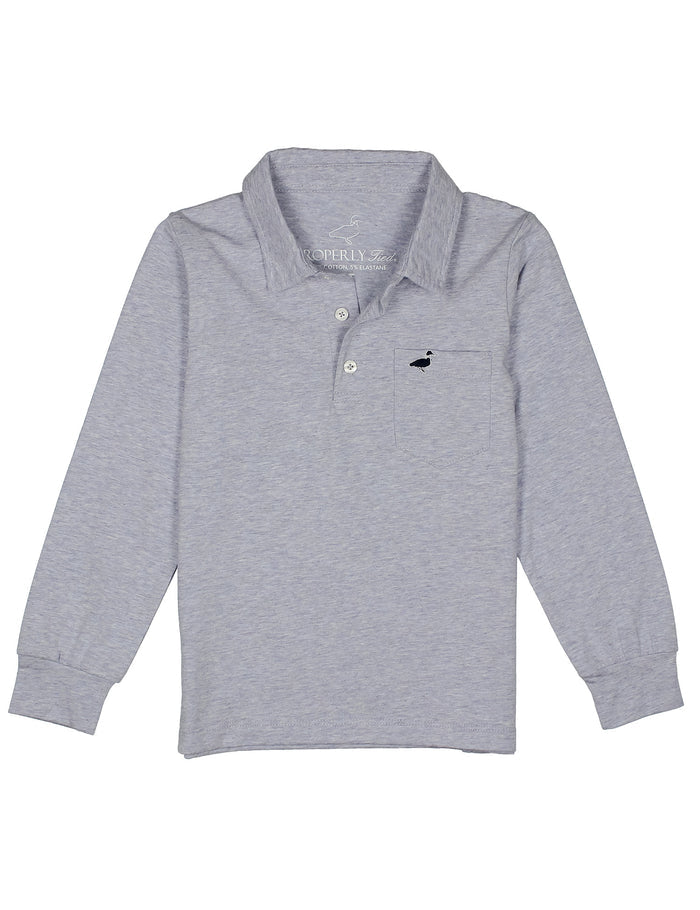 Boys Harrison Pocket Polo LS Ocean Wave