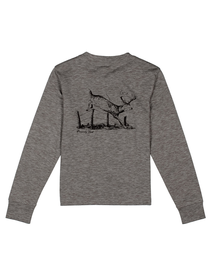 Boys Portland Pocket Tee LS Jumping Buck Gravel