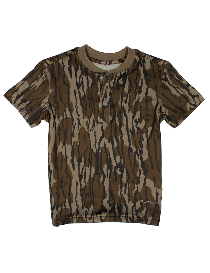 Boys Ravine Henley SS Mossy Oak Original Bottomland