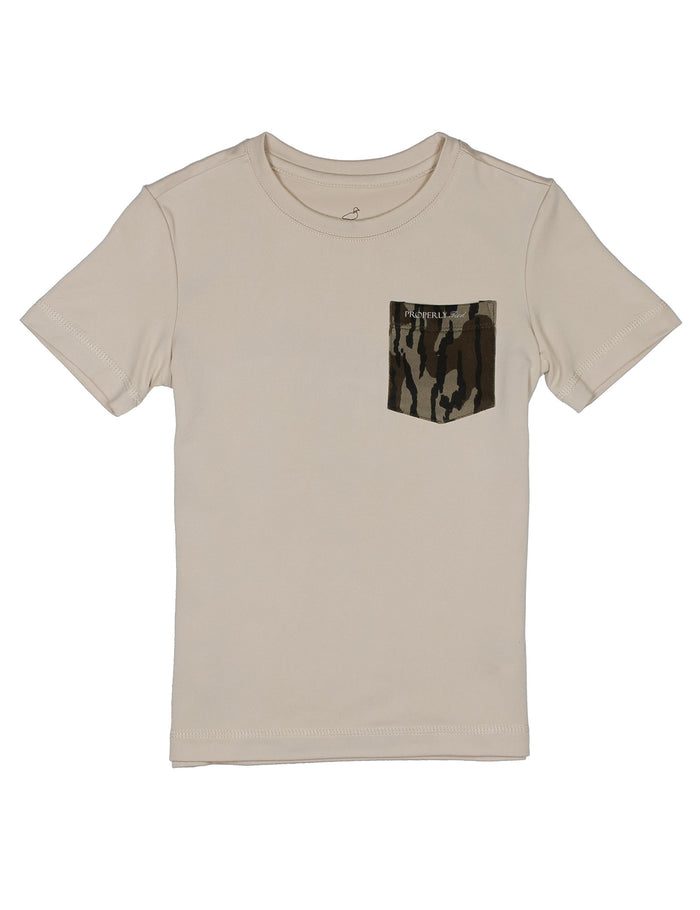 Boys Ravine Pocket Tee SS Mossy Oak Dove