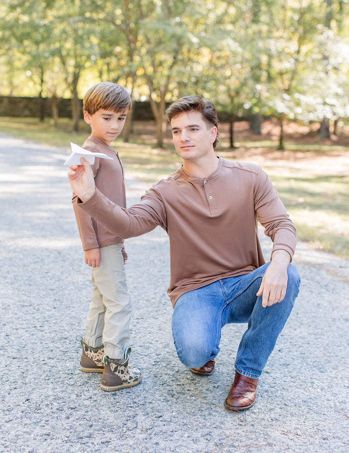 Boys Shoreline Henley LS Walnut