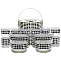 Vintage Brown & White Check Ice Bucket Glass Set The Hour Shop