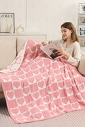 CHECKERED & HEART PATTERN THROW BLANKET PINK THROW BLANKETS