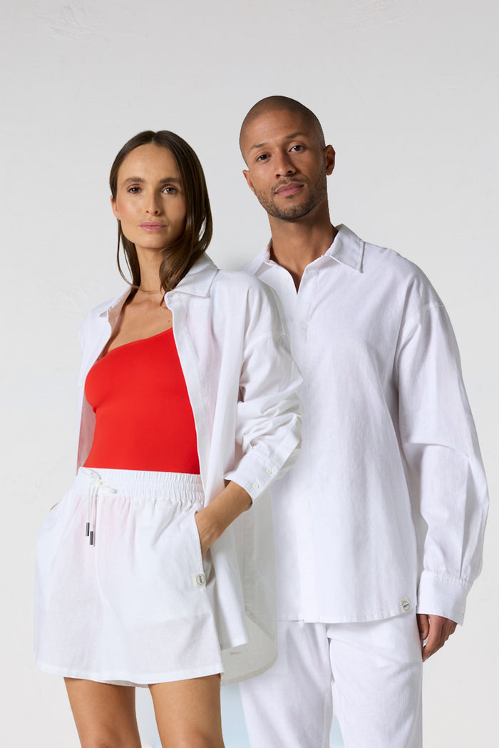 Chemise mixte en lin Blanc Calypso