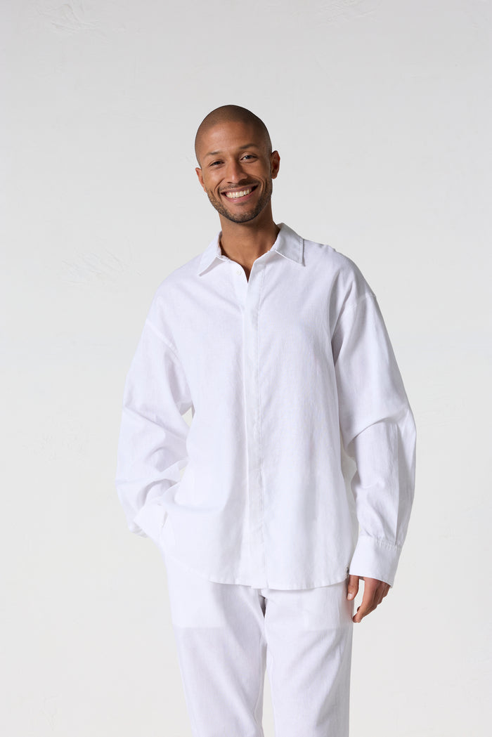 Chemise mixte en lin Blanc Calypso