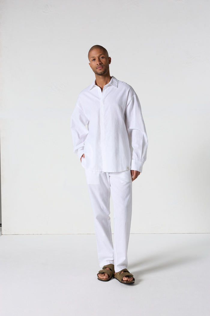 Chemise mixte en lin Blanc Calypso