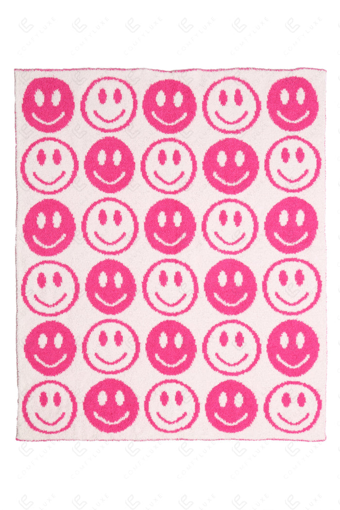 CHILDREN’S MINI HAPPY FACE PATTERN THROW BLANKET THROW BLANKETS