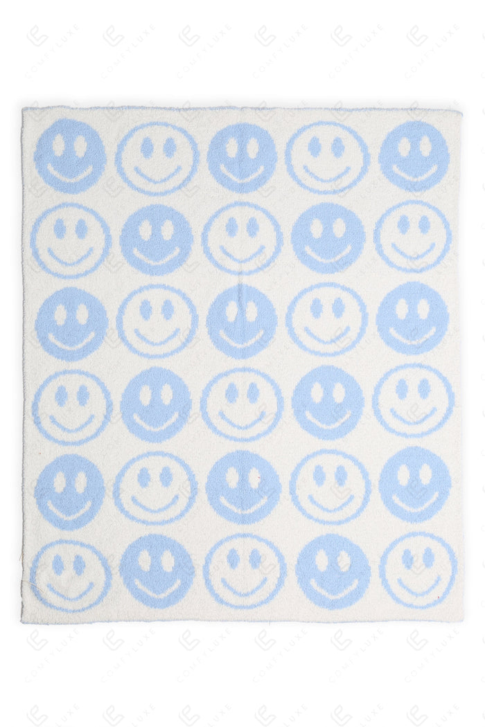 CHILDREN’S MINI HAPPY FACE PATTERN THROW BLANKET THROW BLANKETS