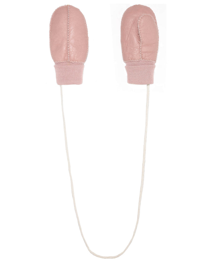 Children's Shearling Mittens with String