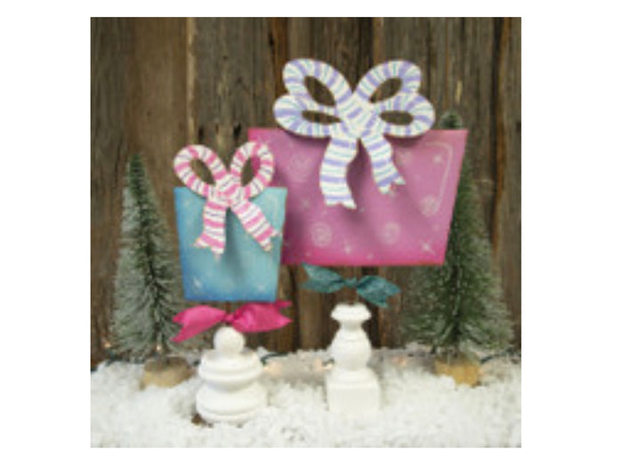 Christmas Pastel Pink, Blue Packages with Shimmer Finish Set of 2