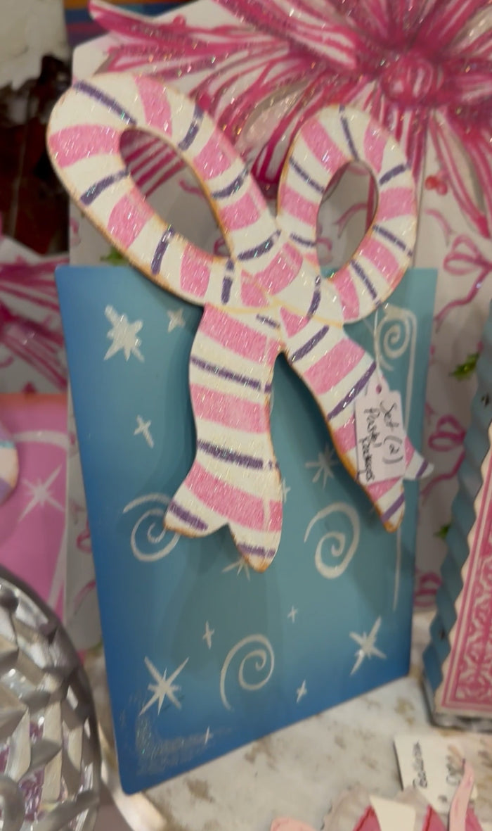 Christmas Pastel Pink, Blue Packages with Shimmer Finish Set of 2
