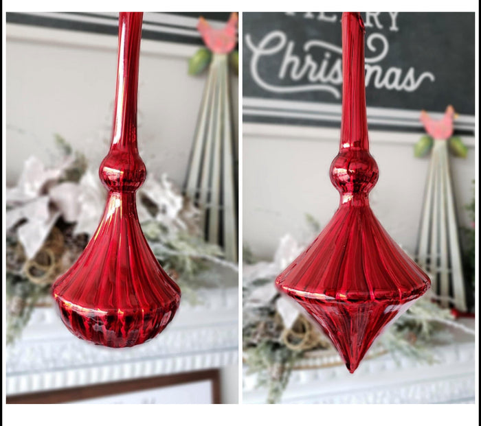 Christmas Ruby Red Glass Elegant Set of 2 Ornaments
