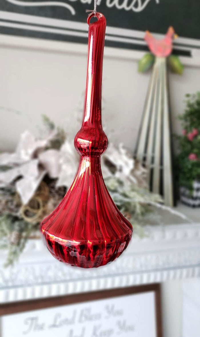 Christmas Ruby Red Glass Elegant Set of 2 Ornaments