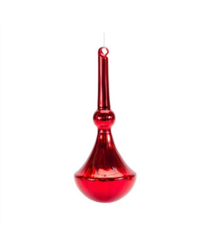 Christmas Ruby Red Glass Elegant Set of 2 Ornaments