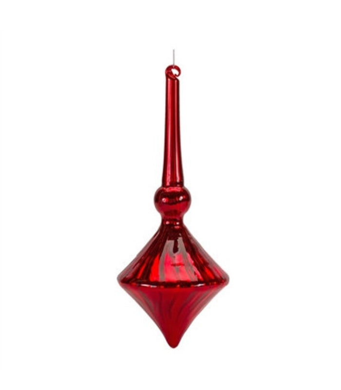 Christmas Ruby Red Glass Elegant Set of 2 Ornaments