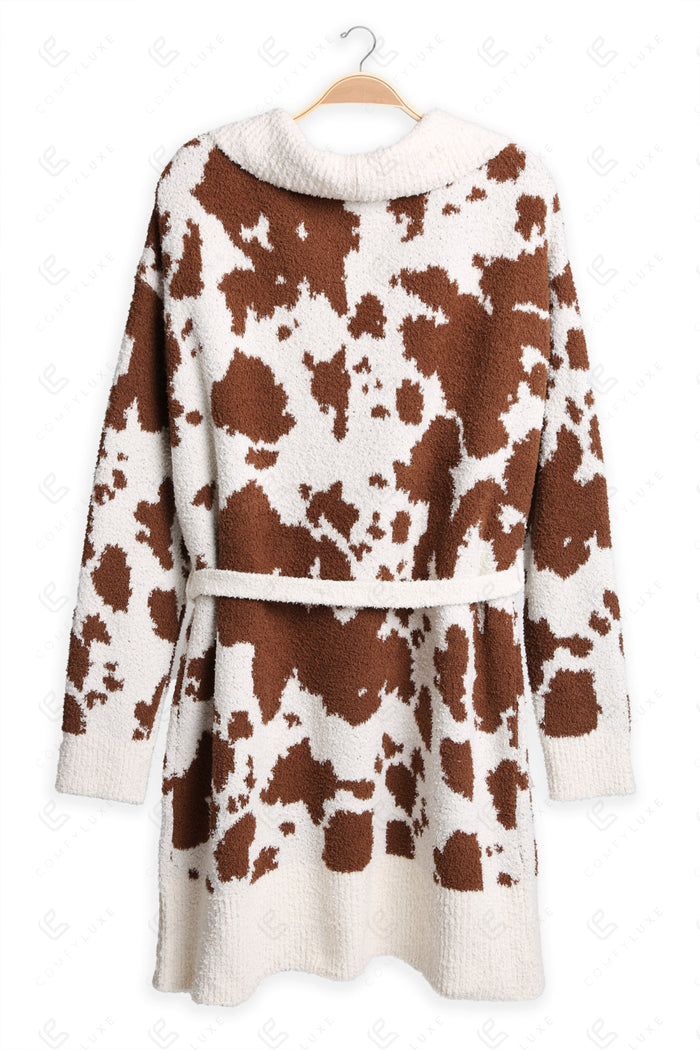 COW PATTERN ROBE COFFEE APPAREL