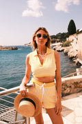 Crop-Top éponge Jaune abeille rayé Bay stripe