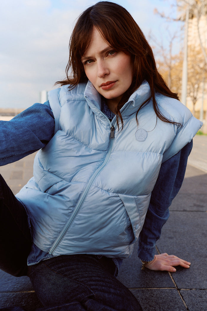Doudoune courte oversize sans manches Cendre marine Lyna