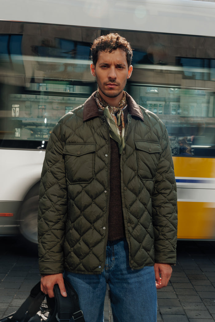 Doudoune légère col chemise Army foncé Echo