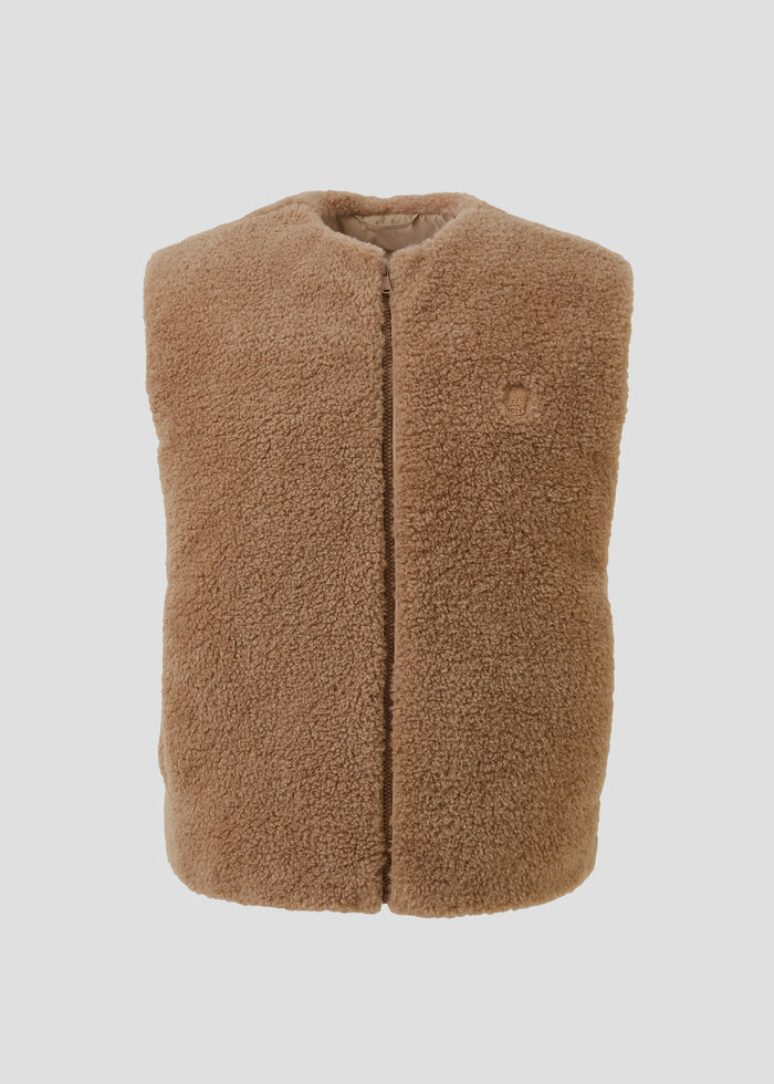 Doudoune oversize sans manches sherpa Beige fumé Rory