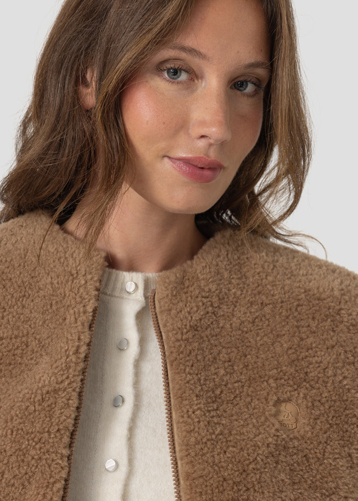 Doudoune oversize sans manches sherpa Beige fumé Rory