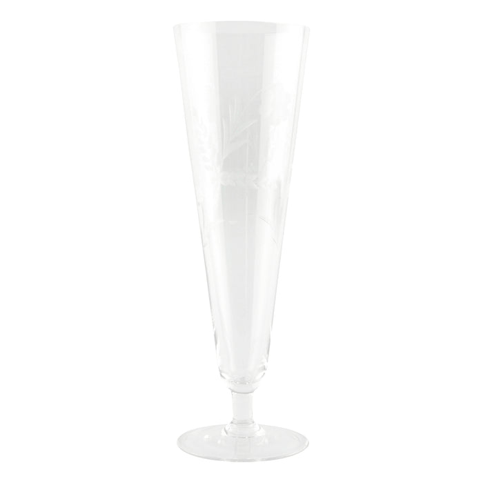 Etched Flower Crystal Pilsner Glasses