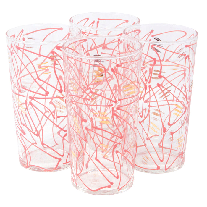 Federal Glass Pink & Gold Dashes Tumblers
