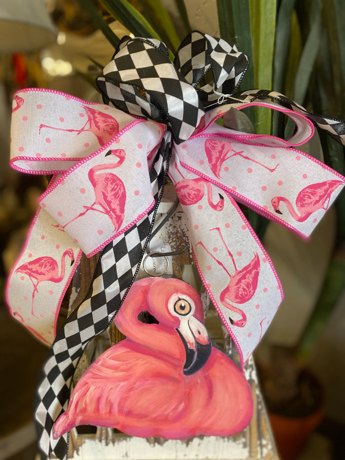 Flamingo & Harlequin Bow