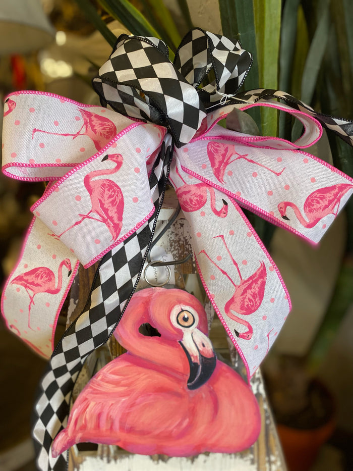 Flamingo & Harlequin Bow