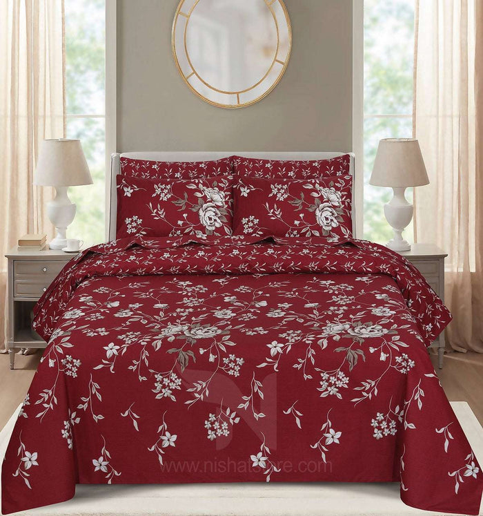Floral Reversible Cotton Quilt Cover 6 Pcs Design 205 - Nishat Creative Store