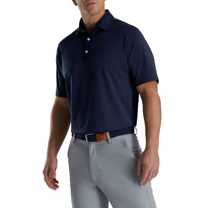 FootJoy Diamond Dot Print Lisle Self Collar Golf Polo 2022