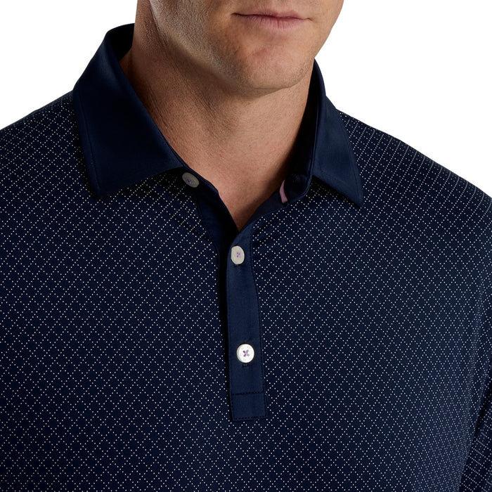 FootJoy Diamond Dot Print Lisle Self Collar Golf Polo 2022