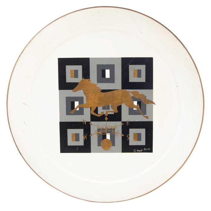 Vintage Fred Press Horse Weathervane Large Enamel Serving Tray | The Hour Shop