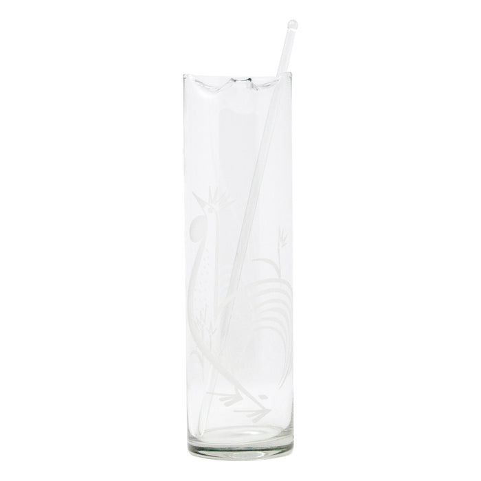 Vintage Frosted Rooster Cocktail Pitcher & Stirrer Side View | The Hour
