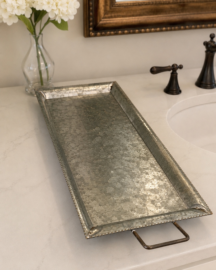 Galvanized Accent Tray for Home Décor