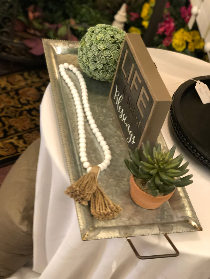 Galvanized Accent Tray for Home Décor